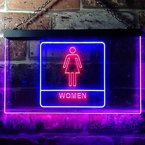 Women Bathroom Restroom Dual LED Neon Light Sign